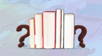Bücher gestützt von zwei Fragezeichen