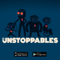 Vier Silhouetten stehen über dem Schriftzug "The Unstoppables"