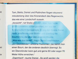 ein Lesepfeil zeigt die aktuelle Leseposition