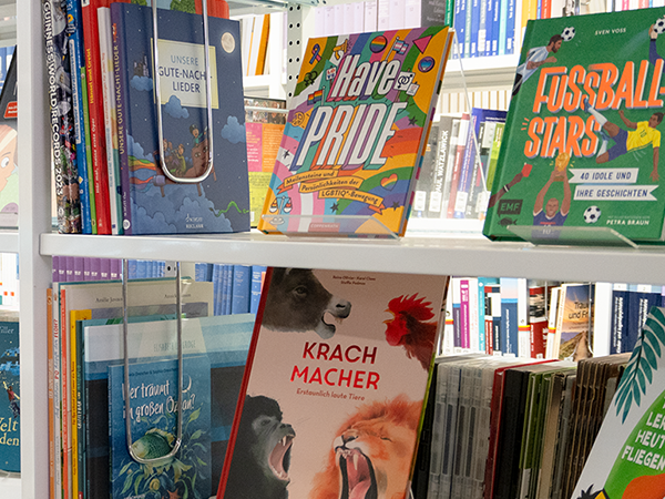 Bücher im Regal der Bibliothek